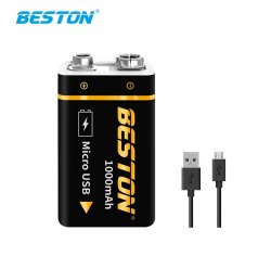 {MPower} Beston 9V 1000mAh USB Li-ion Rechargeable Battery 低放電 鋰電池 充電池 叉電 - 原裝行貨