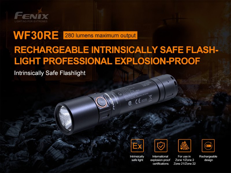 {MPower} Fenix WF30RE 本安型 防爆 電筒 美國名廠 CREE XP-G2 280流明 LED Flashlight ( IECEx, ATEX, CSA, NEPSI ) - 原裝行貨 {MPower} Fenix WF30RE 本安型 防爆 電筒 美國名廠 CREE XP-G2 280流明 LED Flashlight ( IECEx, ATEX, CSA, NEPSI ) - 原裝行貨