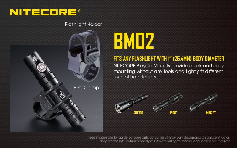 {MPower} Nitecore BM02 Bicycle Bike Flashlight Mount 單車 電筒夾 ( 適合大部份電筒 ) - 原裝行貨