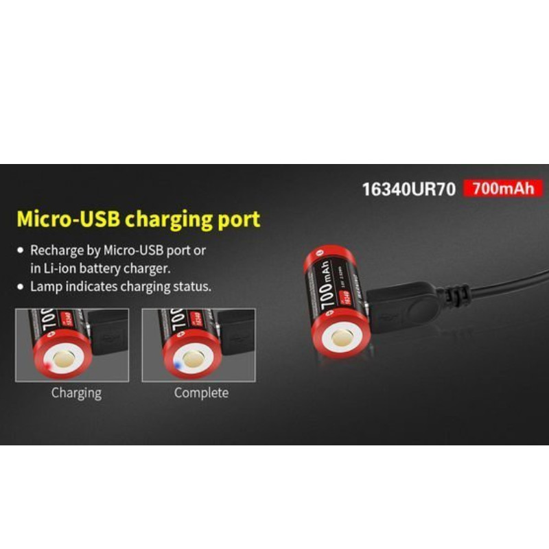 Klarus 16340 700mAh 3.6V USB Protected Battery 有保護 鋰電池 - 原裝行貨 Klarus 16340 700mAh 3.6V USB Protected Battery 有保護 鋰電池 - 原裝行貨