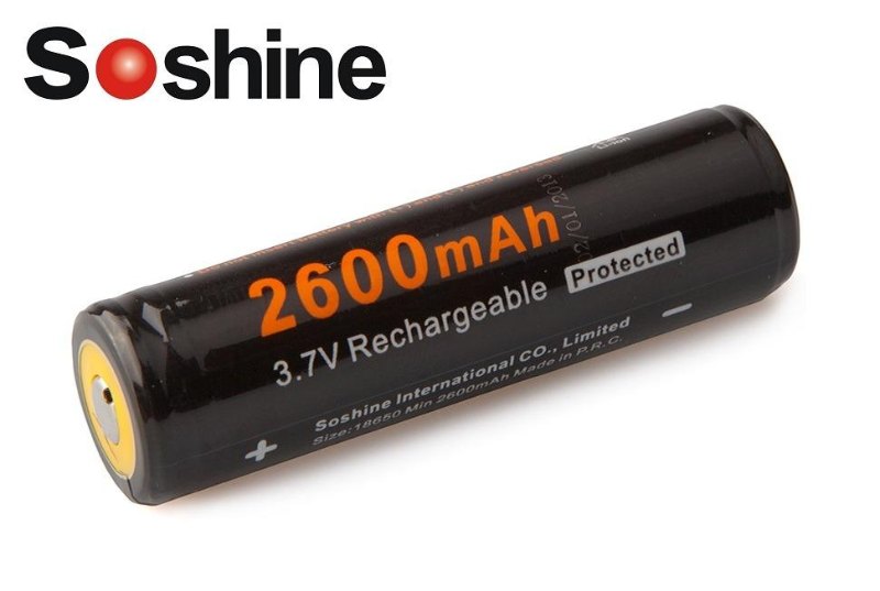 Soshine 18650 2600mAh 3.7V Protected Rechargeable Battery 保護板 鋰電池 充電池 - 原裝正貨 Soshine 18650 2600mAh 3.7V Protected Rechargeable Battery 保護板 鋰電池 充電池 - 原裝正貨