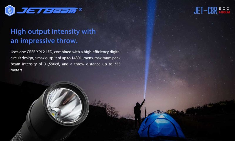 {MPower} Jetbeam C8R USB 充電 美國名廠 CREE XPL2 1480流明 LED Flashlight 電筒 (跟原廠充電池) - 原裝行貨 {MPower} Jetbeam C8R USB 充電 美國名廠 CREE XPL2 1480流明 LED Flashlight 電筒 (跟原廠充電池) - 原裝行貨
