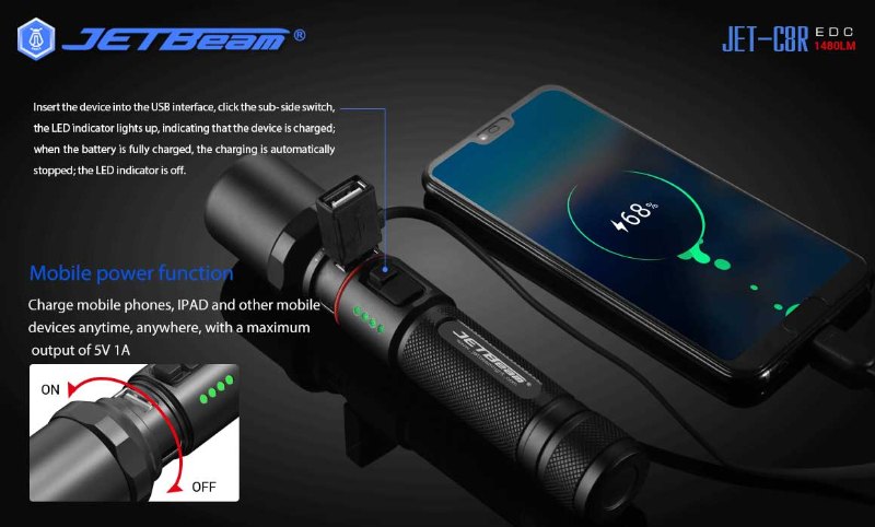 {MPower} Jetbeam C8R USB 充電 美國名廠 CREE XPL2 1480流明 LED Flashlight 電筒 (跟原廠充電池) - 原裝行貨 {MPower} Jetbeam C8R USB 充電 美國名廠 CREE XPL2 1480流明 LED Flashlight 電筒 (跟原廠充電池) - 原裝行貨