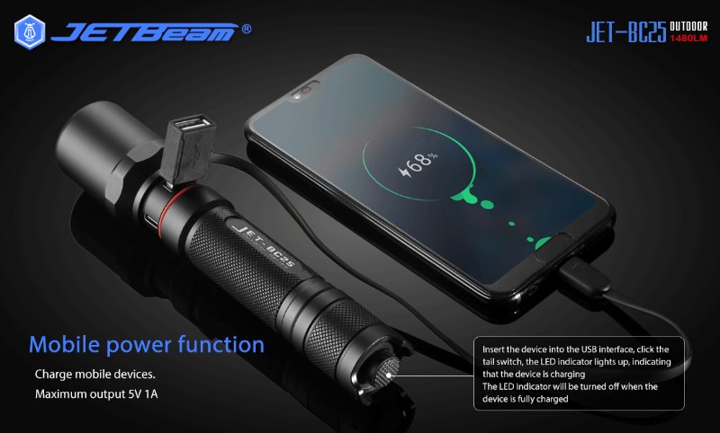 {MPower} Jetbeam BC25 USB 充電 美國名廠 CREE XPL2 1480流明 LED Flashlight 電筒 (跟原廠充電池) - 原裝行貨 {MPower} Jetbeam BC25 USB 充電 美國名廠 CREE XPL2 1480流明 LED Flashlight 電筒 (跟原廠充電池) - 原裝行貨