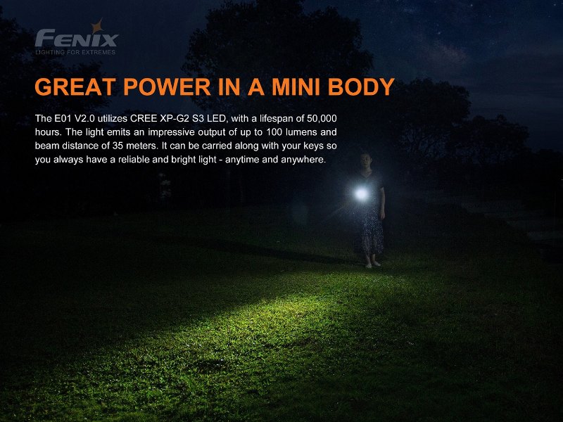 {MPower} Fenix E01 V2.0 美國名廠 Cree XP-G2 S3 100 流明 LED Flashlight 電筒 ( 3A, AAA ) - 原裝行貨
