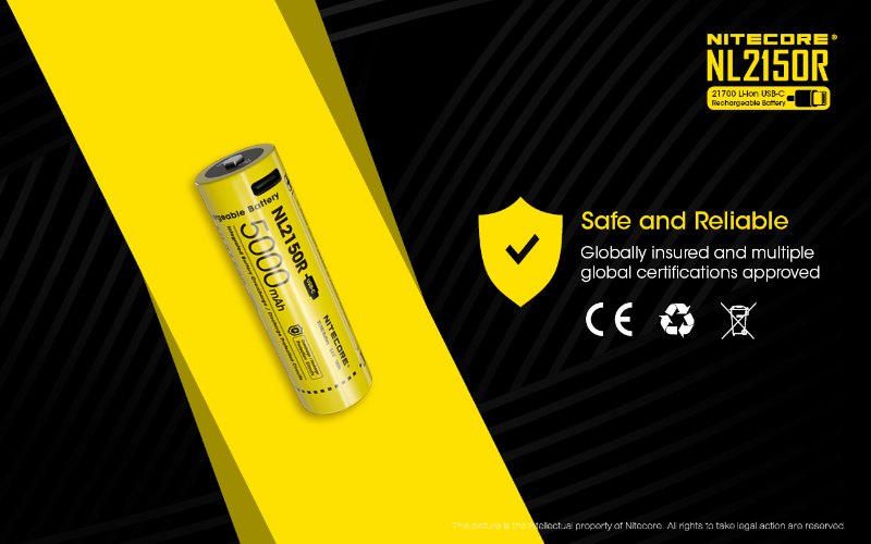 {MPower} Nitecore NL2150R 21700 5000mAh USB 3.6V Battery 有保護電路, 帶保護板 鋰電池 充電池 - 原裝行貨 {MPower} Nitecore NL2150R 21700 5000mAh USB 3.6V Battery 有保護電路, 帶保護板 鋰電池 充電池 - 原裝行貨