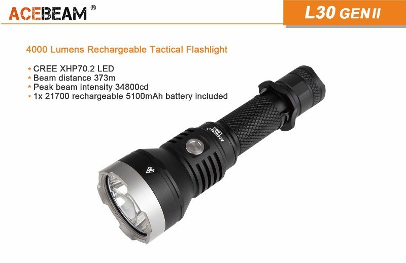 4000 流明 ● ACEBEAM L30 II 直充 電筒 ● XHP70.2 ● 785 4000 流明 ● ACEBEAM L30 II 直充 電筒 ● XHP70.2 ● 785