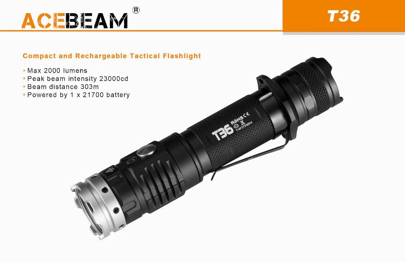 2000 流明 ● ACEBEAM T36 直充 電筒 ● XHP35 HI 2000 流明 ● ACEBEAM T36 直充 電筒 ● XHP35 HI
