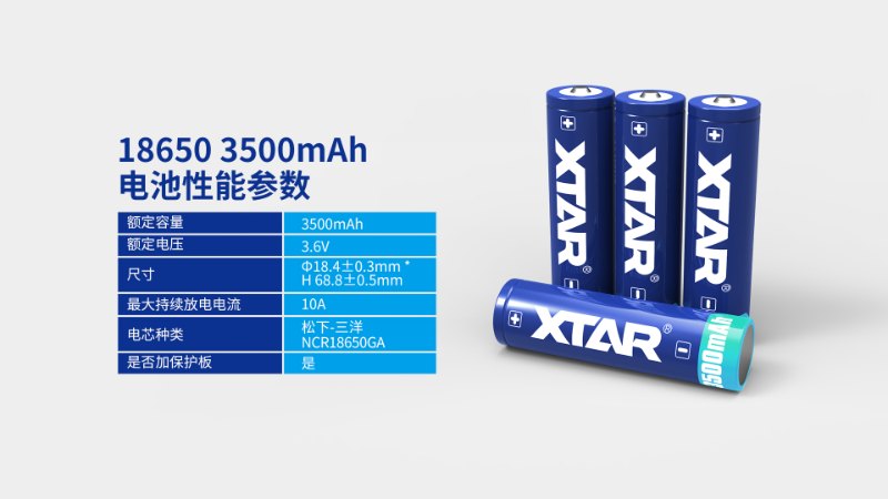 XTAR 18650 3500mAh 可充鋰電池 ● 凸頭 ● 保護板 ● 10A