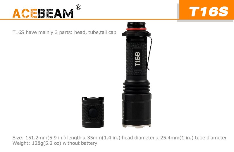 1000 流明 ● ACEBEAM T16S 中白 電筒 ● XP-L HI 1000 流明 ● ACEBEAM T16S 中白 電筒 ● XP-L HI