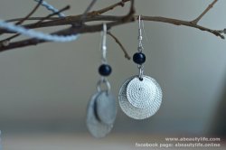 Indian Handmade - Black Silver Two Coins Layered Earrings (ER-MB-15001)