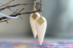 Indian Handmade - White and Gold Angel Wings Earrings (ER-MB-115004)
