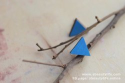 Bulgarian Handmade - Laser Cut Wood Triangles Earrings (ER-LG-115010BL)