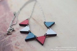 Bulgarian Handmade - Geometric Wood Triangles Necklace (NL-LG-315003)