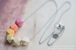 Bulgarian Handmade - Pastel Pink Faceted Wood Geometric Necklace (NL-LG-315005PY)