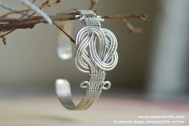 印度手製 - 銀色Buddha knot 圖案手鐲 (BL-MB-215002)