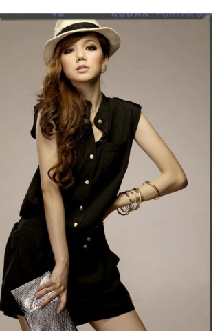 Korea Fashion Black Short Dress And Pants PA01