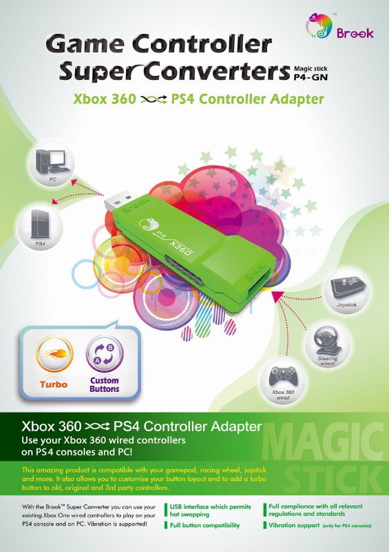 Brook Super Converter: Xbox360 to Playstation 4 USB Adapter Brook Super Converter: Xbox360 to Playstation 4 USB Adapter