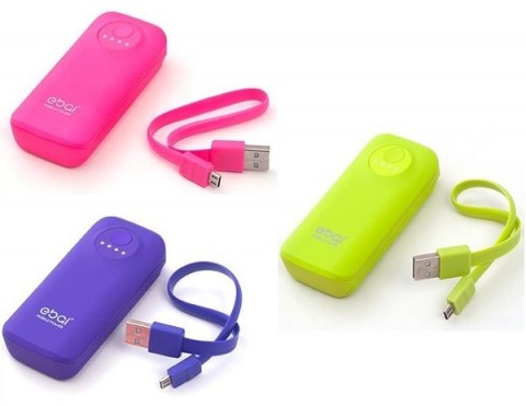 ㊣ ebai Q1 5000mAh external backup battery charger silicone candy color design ㊣
