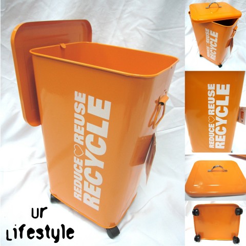 pt., recycle trash bin in orange