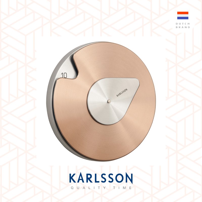 Karlsson, Wall clock Drop w. steel brushed copper. Design by Philipp