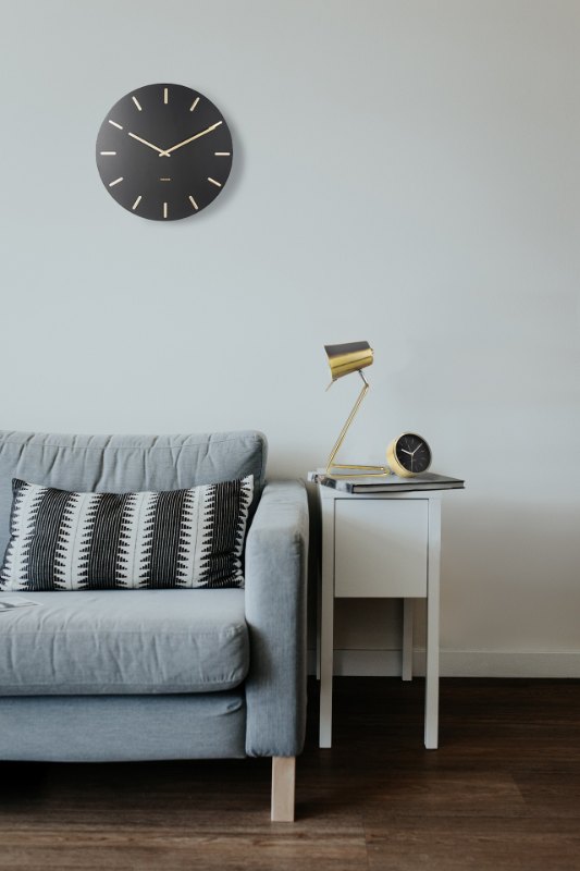 Karlsson, Alarm clock Minimal black w. shiny gold case