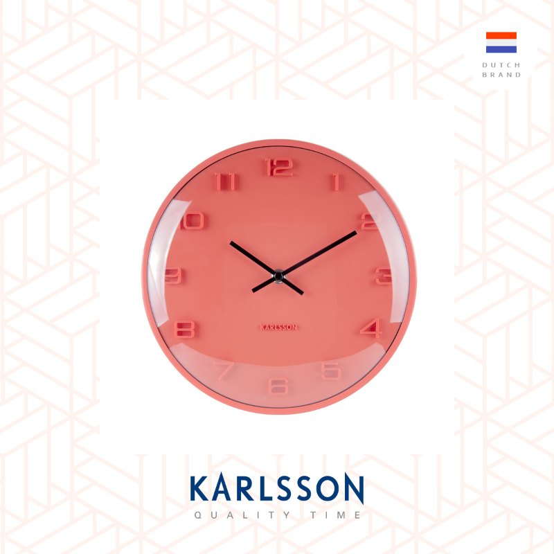 Karlsson, Wall clock Elevated orange dome glass, Design by Boxtel Buijs