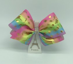 [Limited Edition] Pastel Rainbow with Golden Unicorn Prints Hand Made Mega Bows