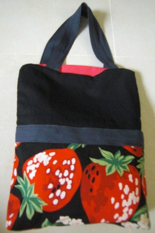草莓單肩+手挽布袋