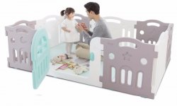 韓國 iFam G尺寸遊戲圍欄+灰白綠地墊 套裝