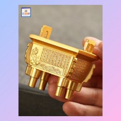小型輕巧迷你金色附印《心經》經文鼎爐【附送*九孔香插*】(型號：JS-IB-2)【*優惠價*直接出售，不設折扣優惠】不設郵寄, 可用順豐到付《購買滿 500元或以上 包順豐》