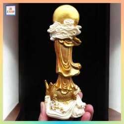 象牙果描金鰲魚觀音佛像【禮盒裝】《附送*淨佛布* 一條》(型號：JS-IB-3)【*優惠價*直接出售，不設折扣優惠】不設郵寄, 可用順豐到付《購買滿 500元或以上 包順豐》