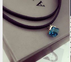 Cube Diamond Pendant style with double leather necklace