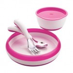 OXO TOT Feeding Set (Fork, Spoon, Plate, Large Bowl) - Pink