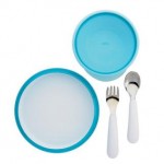 OXO TOT 4件餐具組合 (包括叉、匙、餐碟和碗) - 水藍色