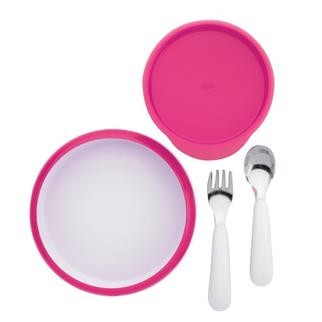 OXO TOT 4件餐具組合 (包括叉、匙、餐碟和碗) - 桃紅色