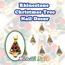 Rhinestone Christmas Tree Nail Decor