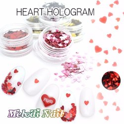 Red /White Heart Glitter Hologram