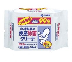 日本原裝 小林制藥馬桶便座99%除菌濕巾便圈濕巾50片 替換裝