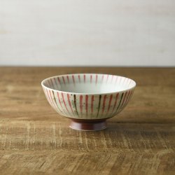 日本製美濃燒 和風十草陶瓷紅色圓形飯碗11.5cm 手工制作 限量發售 可放入微波爐及洗碗機