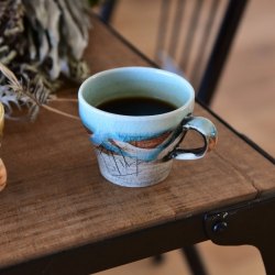 日本製美濃燒 和風翡翠色陶瓷 馬克咖啡杯11cm 手工制作 限量發售