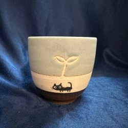 【處理品】日本製美濃燒 手繪可愛黑貓圖案 陶瓷茶杯 手工制作 限量發售 可放入微波爐及洗碗機