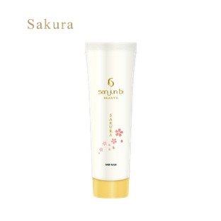 日本Sanjunbi三潤美櫻花金箔洗面乳125g 馬油洗顏料 日本Sanjunbi三潤美櫻花金箔洗面乳125g 馬油洗顏料