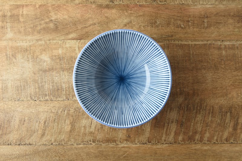 日本製美濃燒 和風十草陶瓷藍色輕量丼碗16.5cm 手工制作 限量發售 可放入微波爐及洗碗機