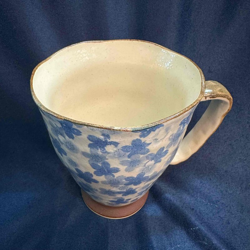 【處理品】日本製美濃燒 櫻花圖案 陶瓷杯 手工制作 限量發售 可放入微波爐及洗碗機