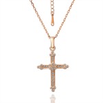 E.C. HOUSE 十字架 吊墜 鍍玫瑰金 水晶項鍊 (N12091338A) 開張特賣 包平郵