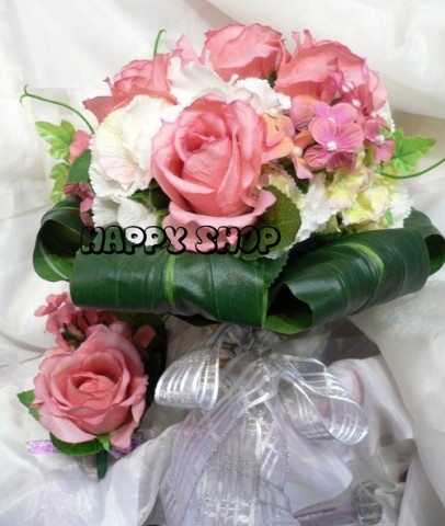 粉紅玫瑰 結婚花球