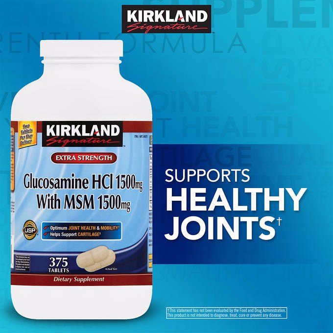美國Kirkland 維骨力+MSM 鹽酸氨基葡萄糖維骨力375粒 美國Kirkland 維骨力+MSM 鹽酸氨基葡萄糖維骨力375粒