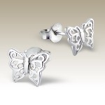 925 Sterling Silver Fancy Butterfly Earrings