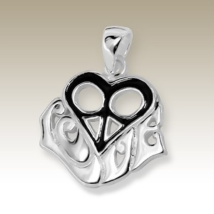 925 Sterling Silver Peace & Love Heart Pendant